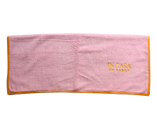 Load image into Gallery viewer, Rose Pink with Yellow Beach Towel
