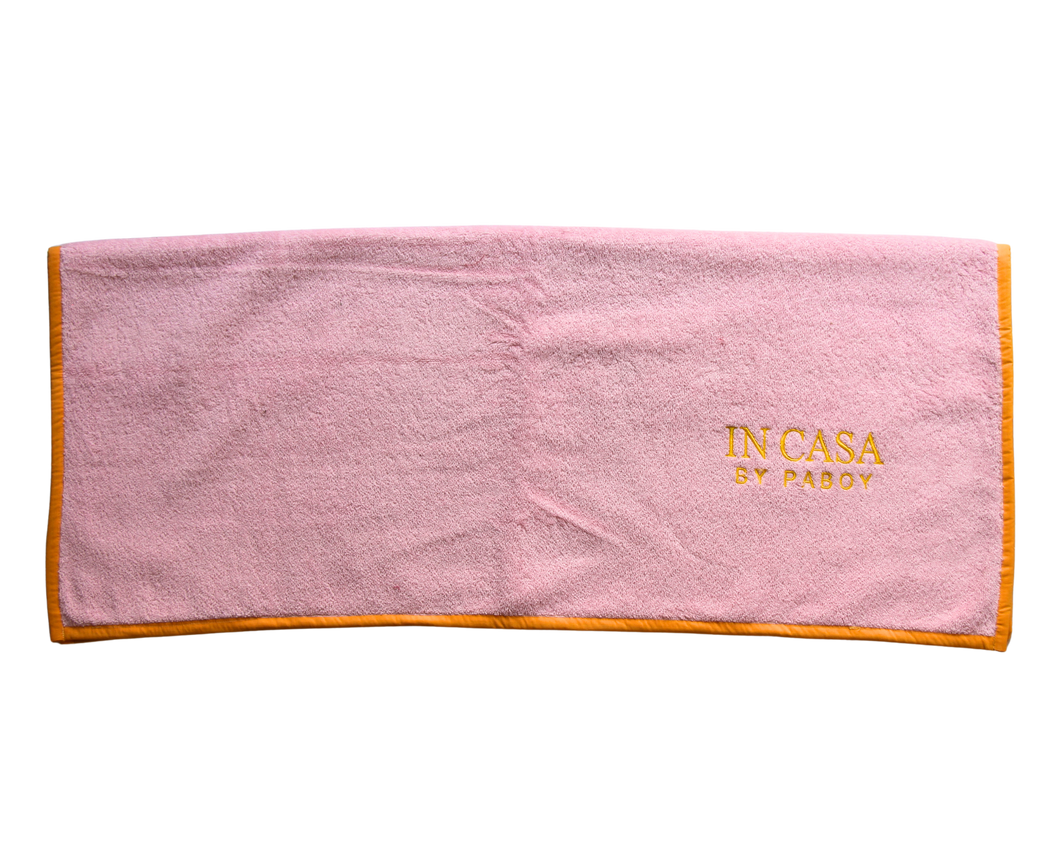 Rose Pink with Yellow Beach Towel