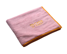 Load image into Gallery viewer, Rose Pink with Yellow Beach Towel
