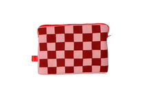 Load image into Gallery viewer, Wine Red and Rose Pink Patchwork Laptop Sleeve
