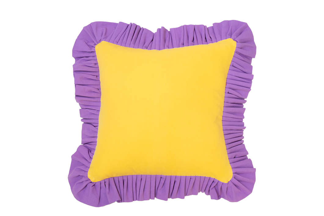 Sandy Yellow with Lilac Ruffle