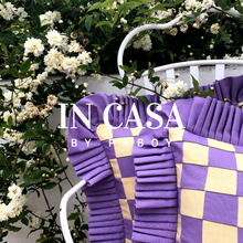 Load image into Gallery viewer, Patchwork with Ruffle: Sandy yellow &amp; lilac w/ lilac ruffle
