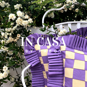 Patchwork with Ruffle: Sandy yellow & lilac w/ lilac ruffle