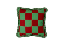 Load image into Gallery viewer, Light Green &amp; Wine Red Patchwork with Light Green Fringe
