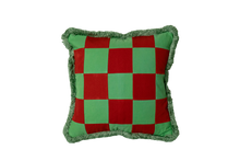 Load image into Gallery viewer, Light Green &amp; Wine Red Patchwork with Light Green Fringe
