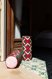 Special Patchwork Bolster with Pink Piping