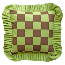 Load image into Gallery viewer, Patchwork with Ruffle: Dark Brown &amp; Light Green
