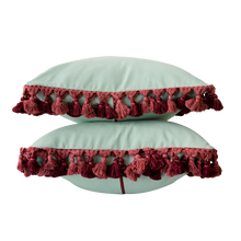 Load image into Gallery viewer, Mint Green &amp; Red Pom Pom Trim
