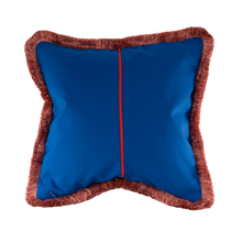 Load image into Gallery viewer, Klein Blue Cushion with Rose Pink Fringe
