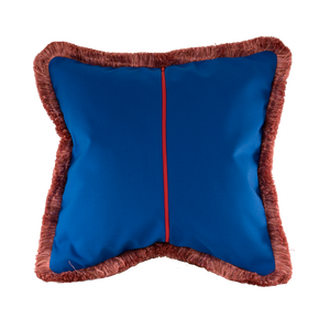 Klein Blue Cushion with Rose Pink Fringe