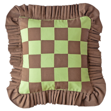 Load image into Gallery viewer, Patchwork with Ruffle: Dark Brown &amp; Light Green
