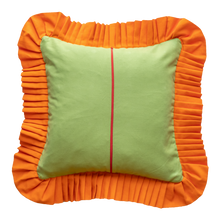 Load image into Gallery viewer, Patchwork with Ruffle: Light Green &amp; Orange w/ orange ruffle
