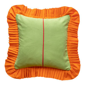 Patchwork with Ruffle: Light Green & Orange w/ orange ruffle