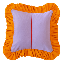 Load image into Gallery viewer, Patchwork with Ruffle: Orange &amp; Lilac w/ Orange ruffle
