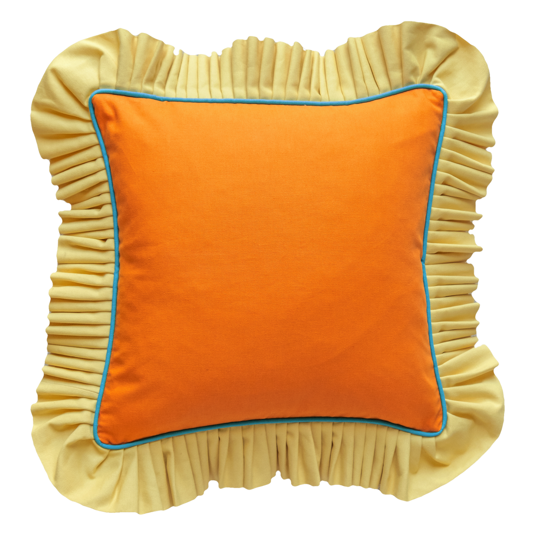 Ruffle w/ Piping: Orange w/ Sandy yellow Ruffle and Blue dodger piping