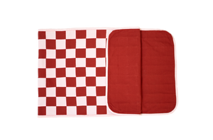 Wine Red and Dusty Pink Checkerboard Table Runner