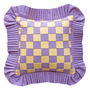 Patchwork with Ruffle: Sandy yellow & lilac w/ lilac ruffle