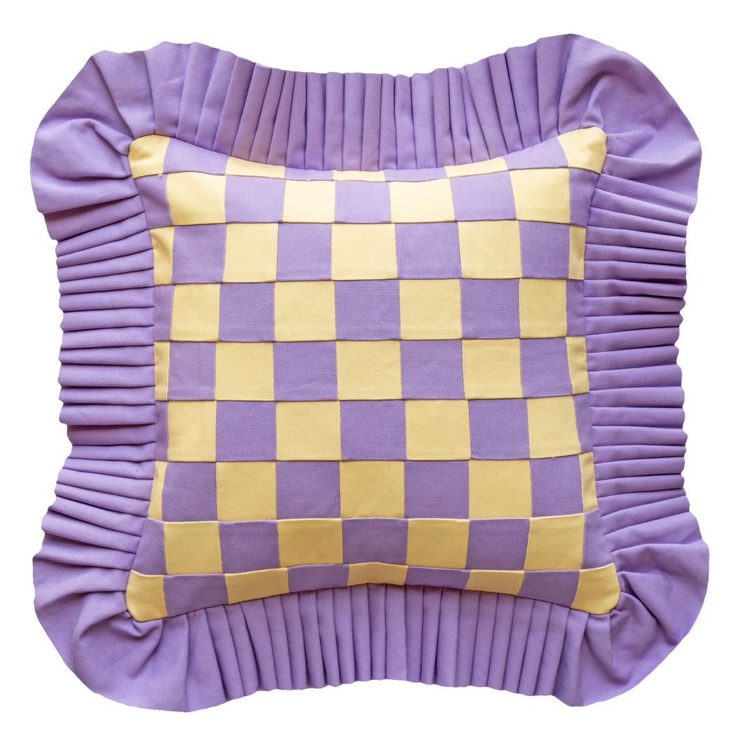 Patchwork with Ruffle: Sandy yellow & lilac w/ lilac ruffle